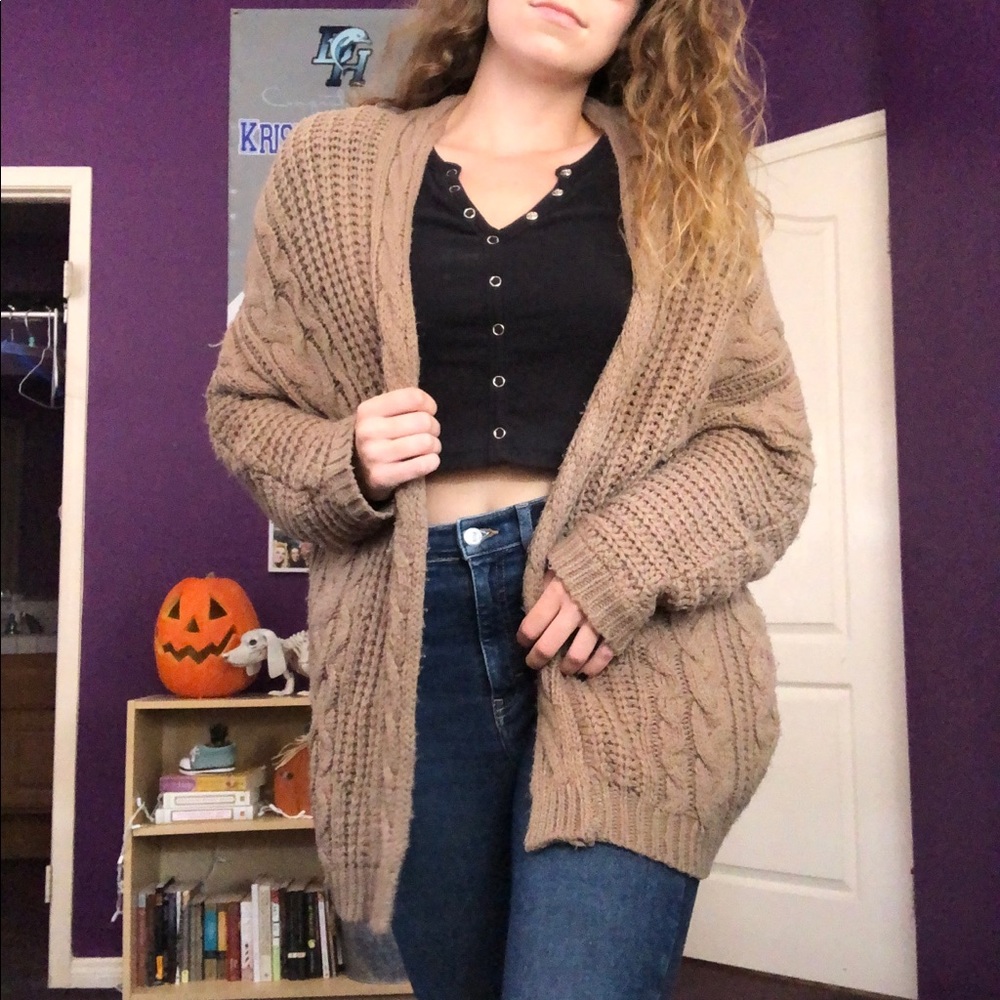 Slouchy Brown/Gray Knit Fall Sweater